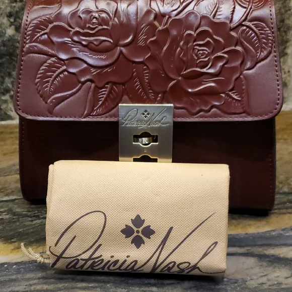 Patricia Nash Deep Red Embossed Leather Satchel - Picture 13 of 16